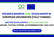 Erasmus Mundus AMIR Scholarship 2026/28 (Fully Funded) Erasmus Mundus AMIR Scholarship
