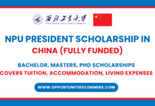 NPU President Scholarship 2025 in China (Fully Funded) NPU President Scholarship
