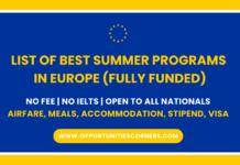 Summer Programs in Europe in 2026 (Fully Funded) Summer Programs in Europe in 2026