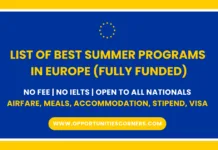 Summer Programs in Europe in 2026 (Fully Funded) Summer Programs in Europe in 2026