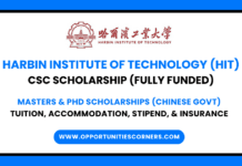 Harbin Institute of Technology (HIT) CSC Scholarship 2025 (Fully Funded) Harbin Institute of Technology (HIT) CSC Scholarship