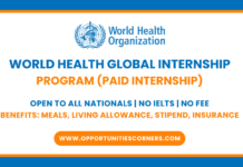 WHO Global Internship Program 2026 (Funded) WHO Global Internship Program