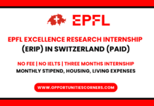 EPFL Excellence Research Internship 2026 in Switzerland (PAID) EPFL Excellence Research Internship