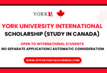 York University International Scholarship 2025/26 (Study in Canada) York University International Scholarship