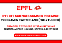 EPFL Life Sciences Summer Research Program 2026 in Switzerland (Fully Funded) EPFL Life Sciences Summer Research Program