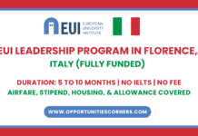 EUI Leaders Fellowship 2025 in Italy