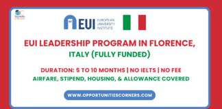 EUI Leaders Fellowship 2025 in Italy