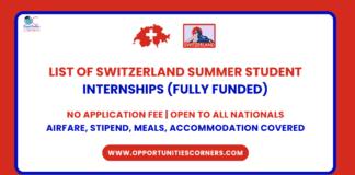List of Switzerland Summer Internships 2026