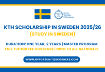 KTH Scholarship in Sweden 2026 (Study in Sweden) KTH Scholarship in Sweden