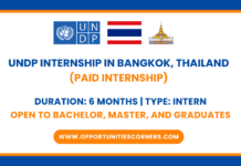 UNDP Internship 2026 in Bangkok, Thailand (THB 8302/Month) UNDP Internship 2026 in Bangkok