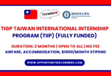 TIGP Taiwan International Internship Program 2026