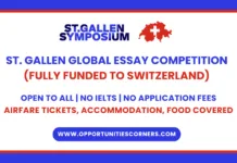 St. Gallen Global Essay Competition 2026 (Fully Funded to Switzerland) St. Gallen Global Essay Competition 2026