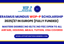 Erasmus Mundus WOP-P Scholarship 2026/28 (Fully Funded)