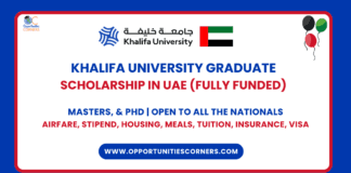 Khalifa University PhD Scholarship 2026