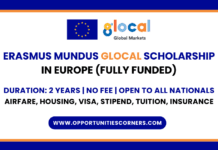 Erasmus Mundus GLOCAL Scholarship 2026/28 (Fully Funded) Erasmus Mundus GLOCAL Scholarship