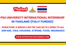 PSU International Internship 2026 in Thailand (Fully Funded) Prince of Songkla University International Internship
