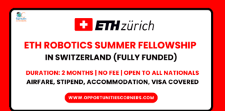 ETH Robotics Summer Fellowship 2025 in Switzerland