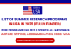 List of Summer Research Programs in USA in 2025