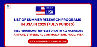 List of Summer Research Programs in USA in 2025