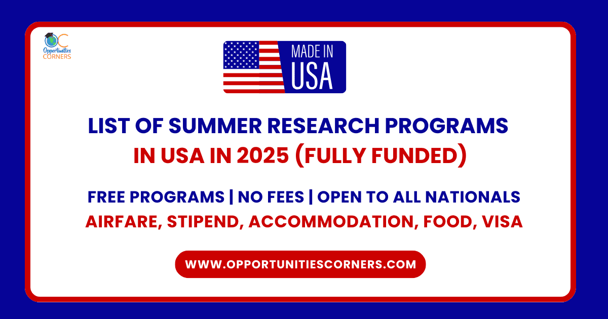 List of Summer Research Programs in USA in 2025