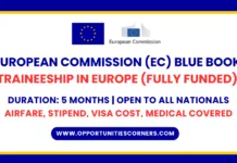 EC Blue Book Traineeship 2026 in Europe (Fully Funded) EC Blue Book Traineeship 2026 in Europe