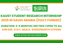 KAUST VSRP Internship 2026 in Saudi Arabia (Fully Funded) KAUST VSRP Internship 2026