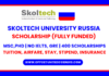 Skoltech University Russia Scholarship 2025