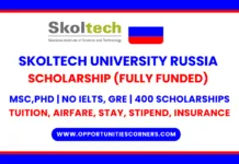 Skoltech University Russia Scholarship 2025