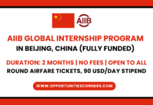 AIIB Global Internship 2026 in Beijing, China (Fully Funded) AIIB Global Internship 2026