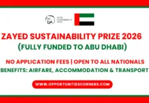 Zayed Sustainability Prize 2027 in Abu Dhabi (Fully Funded) Zayed Sustainability Prize 2026