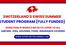 Swiss Summer Student Program 2026