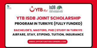 YTB IsDB Joint Scholarship 2025 in Turkiye