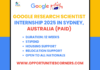 Google Research Scientist Internship 2025 in Australia