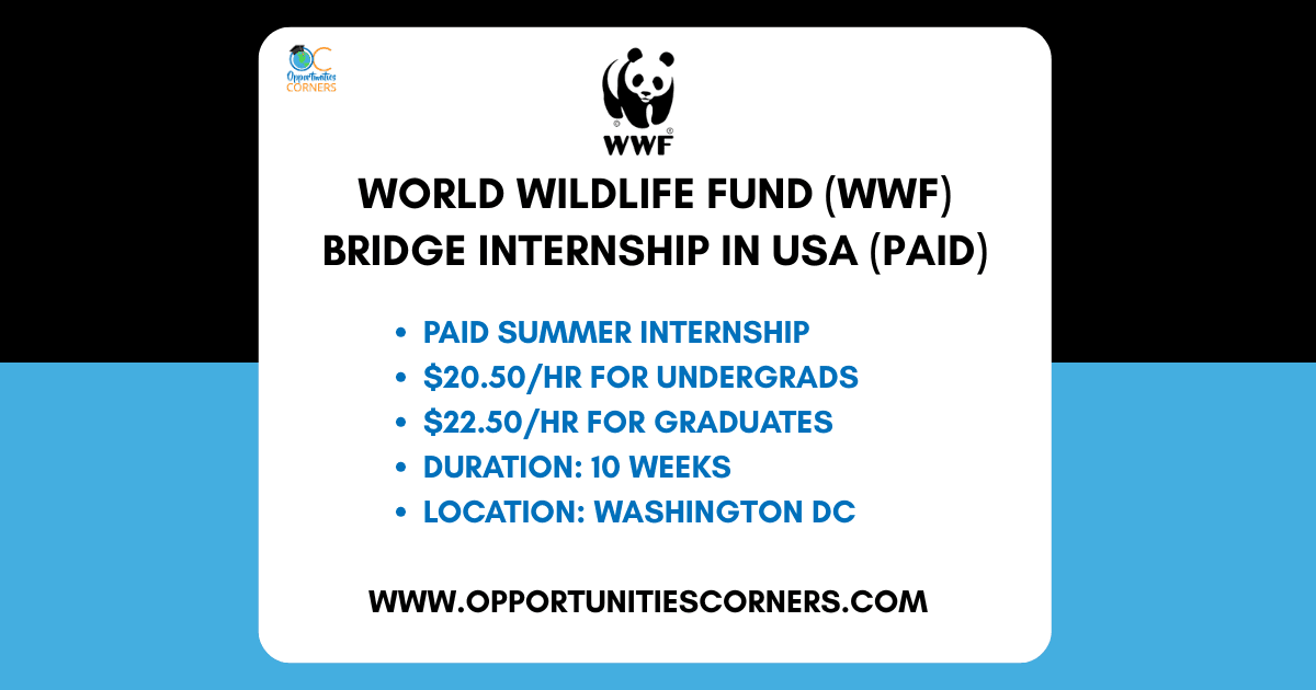 World Wildlife Fund (WWF) BRIDGE Internship 2025 in USA