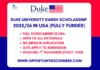 Duke University Karsh International Scholarship 2025