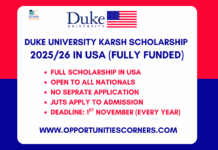 Duke University Karsh International Scholarship 2025/26 in USA (Full Scholarship) Duke University Karsh International Scholarship 2025