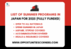 List of Summer Programs in Japan 2026