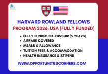 Rowland Fellowship 2027 at Harvard University