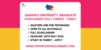 Turkey Sabanci University Graduate Scholarship