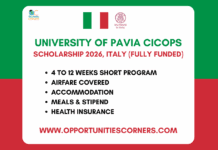 University of Pavia CICOPS Scholarships 2026