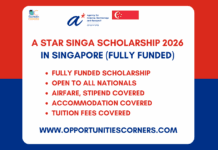 A STAR SINGA Scholarship 2026 in Singapore (Fully Funded) A STAR SINGA Scholarship 2026