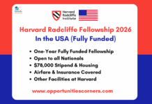 Harvard Radcliffe Fellowship 2027/28, USA (Fully Funded) Harvard Radcliffe Fellowship