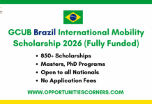 GCUB Brazil International Mobility Scholarship 2027 (Fully Funded) GCUB Brazil International Mobility Scholarship 2027