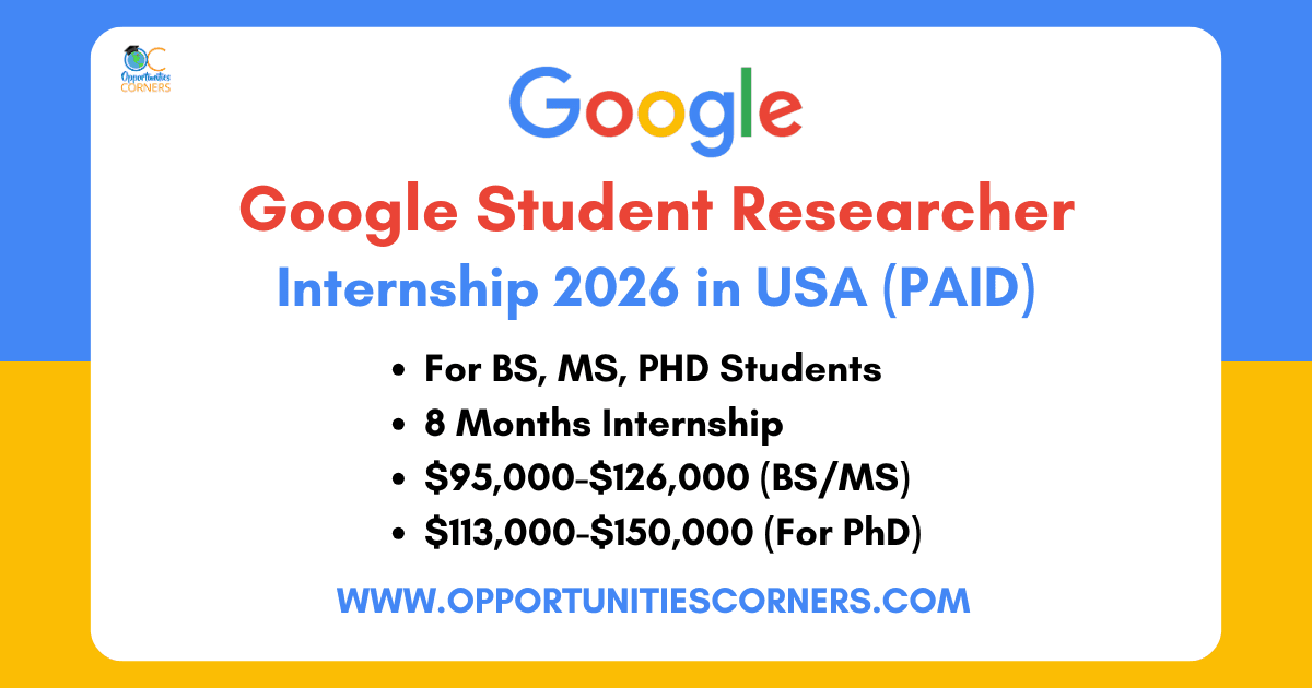 Google Student Researcher Internship 2026 in USA