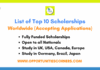List of Top 10 Scholarships