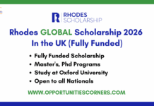 Rhodes Global Scholarship 2026 in UK (Fully Funded) Rhodes Global Scholarship 2026
