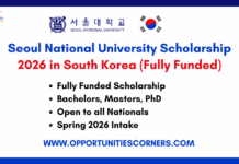 Seoul National University Scholarship 2026 in South Korea (Fully Funded) Seoul National University Scholarship 2026