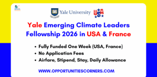 Yale Emerging Climate Leaders Fellowship 2026