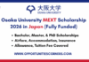 University of Osaka MEXT Scholarship 2026