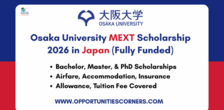 University of Osaka MEXT Scholarship 2026